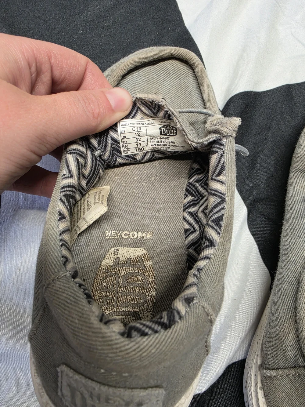 Hey Dude Kids Gray Canvas Slip-On Moccasins